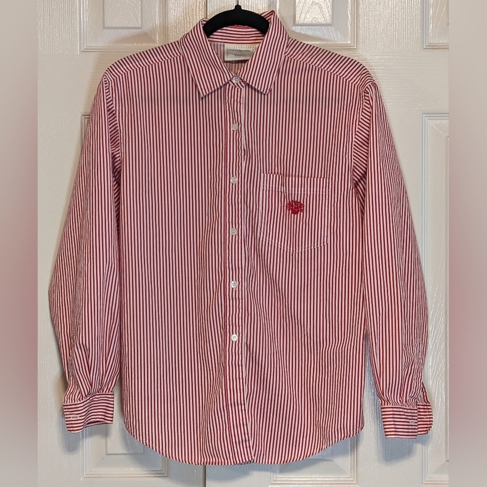 5/$25 Susan Bristol Red and White Button Shirt
